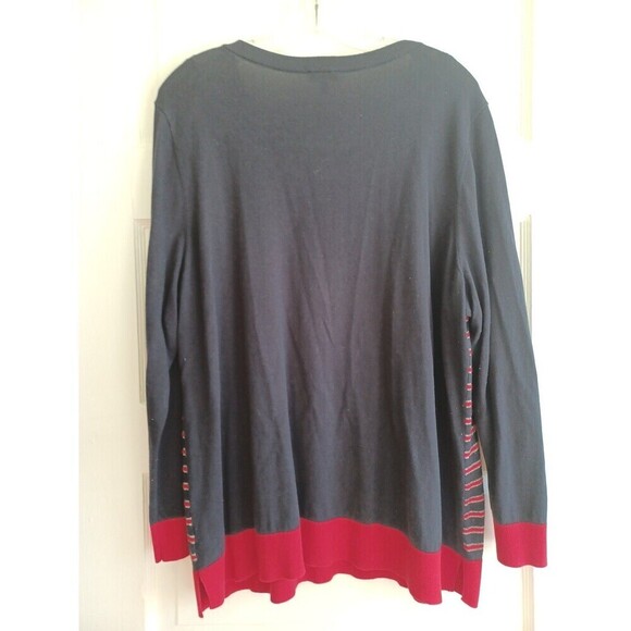Talbots metallic striped sweater 2X plus gold button trim navy red nautical - Picture 6 of 9